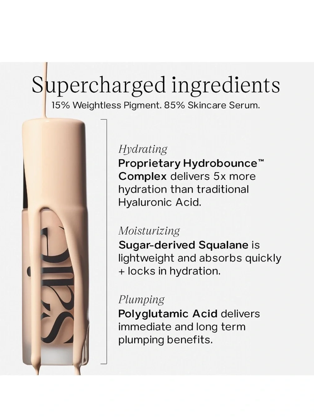 SAIE Glowy Super Skin Tint Foundation with Hyaluronic Acid in Color 18 - 1 oz